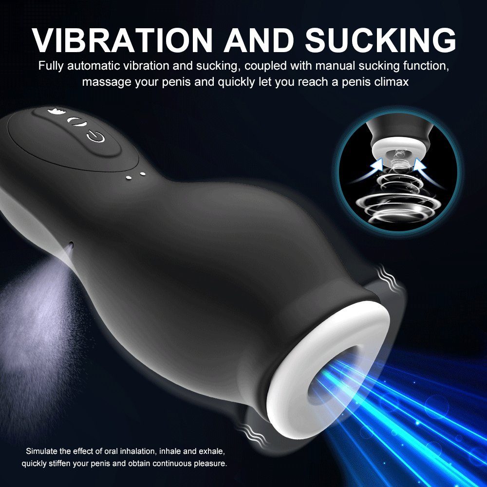 Penis Masturbator Saug/Rotationsmodi, 7 autolock Taschenmuschi Stimulator Sexspielzeug Pussy 3D Automatischer Schwarz Masturbator mit Elektrischer