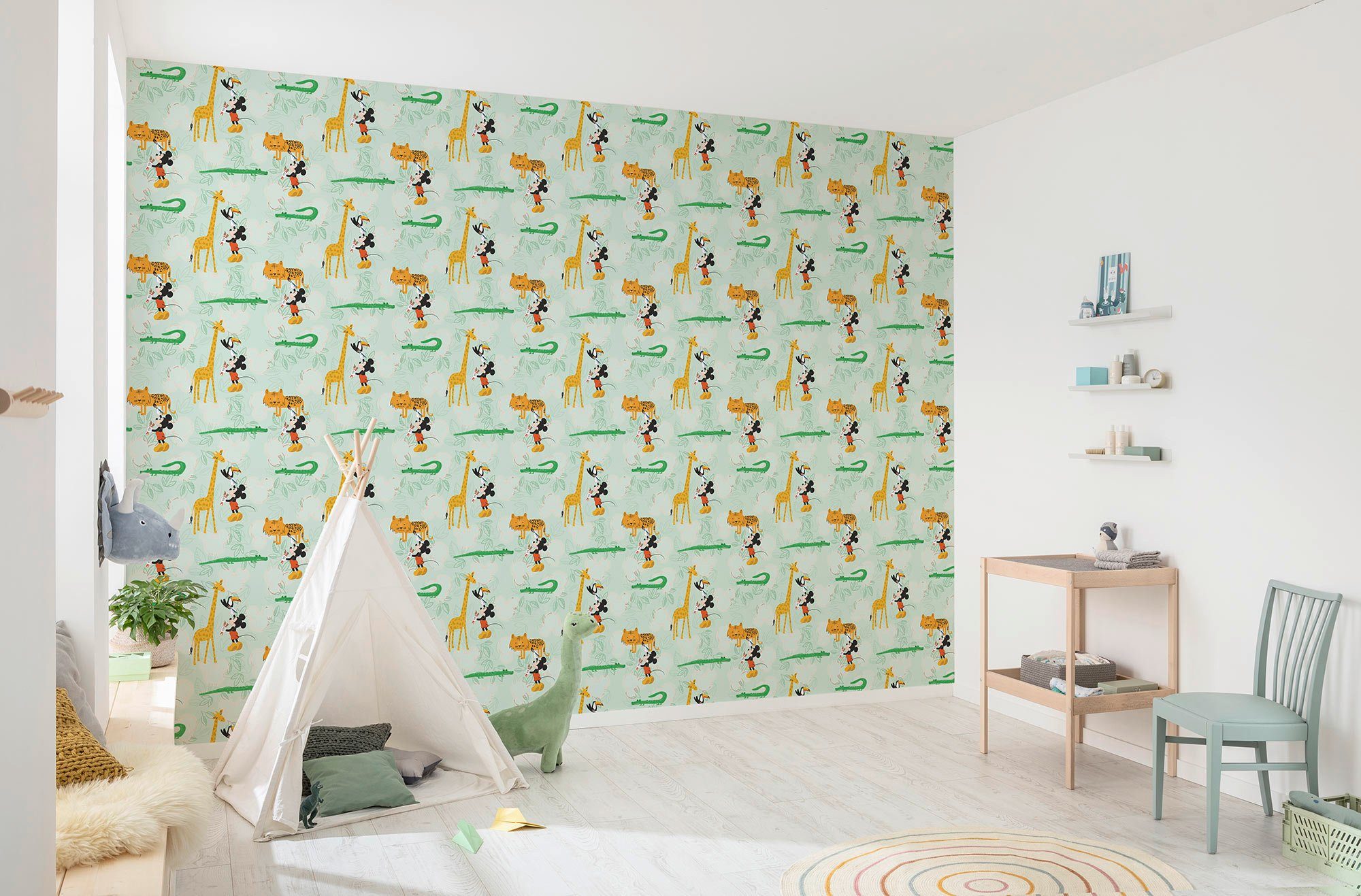 Komar Vliestapete Mickey Doodle Zoo, glatt, bedruckt, (1 St), Rolle mit 53 x 1005 cm