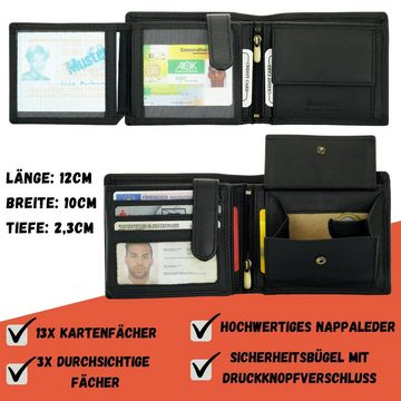 Manza Geldbörse Geldbörse Herren Schwarz mit RFID, Geheimfach und Geschenkbox, Geschenkbox, Geheimfach und RFID Blocker