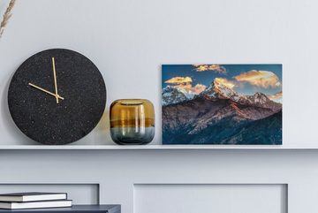 OneMillionCanvasses® Leinwandbild Annapurna-Berg mit Sonne auf Wolken, Nepal, (1 St), Wandbild Leinwandbilder, Aufhängefertig, Wanddeko, 30x20 cm