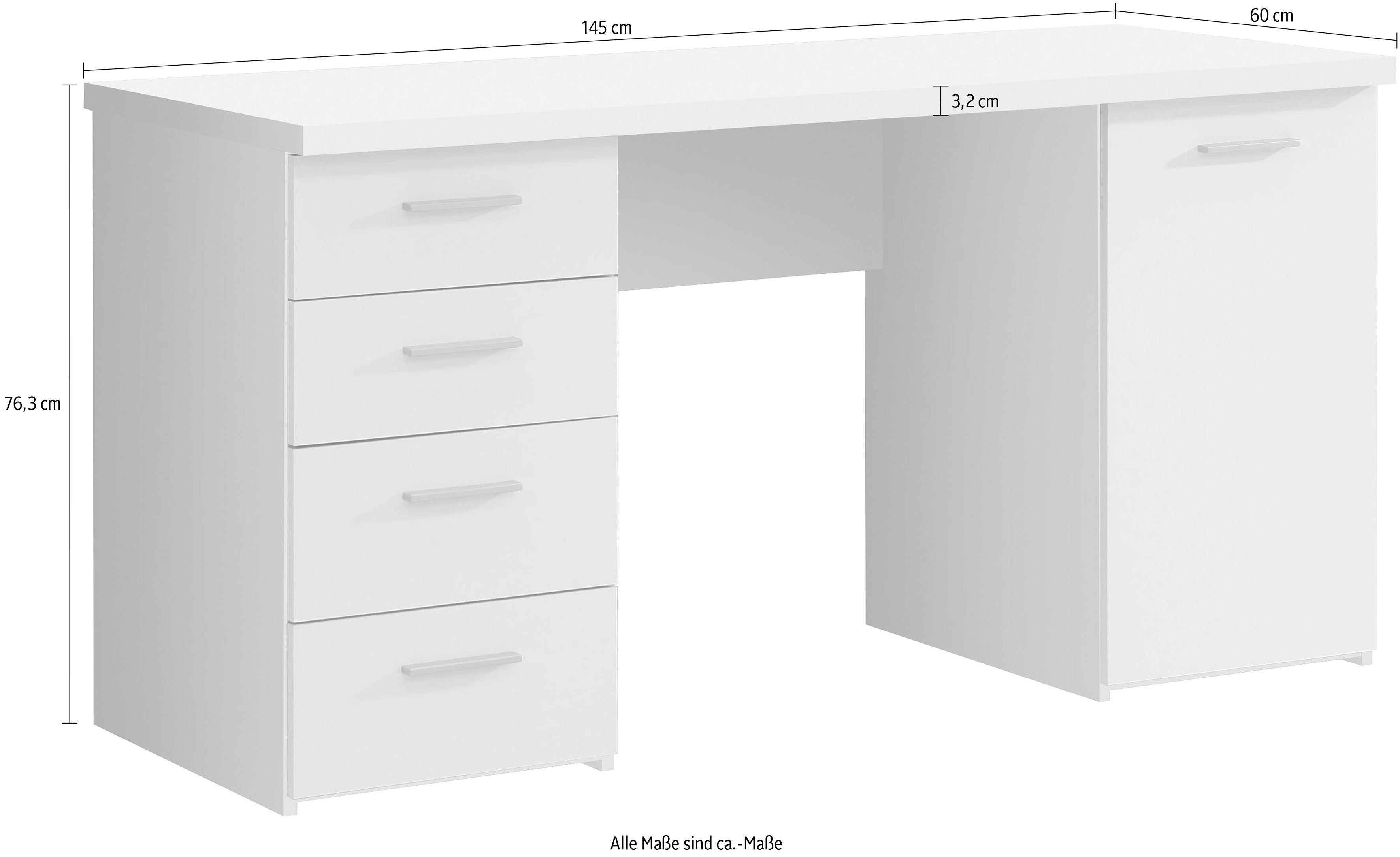 FORTE Schreibtisch Netta, Breite 145 cm, mit Schubladen