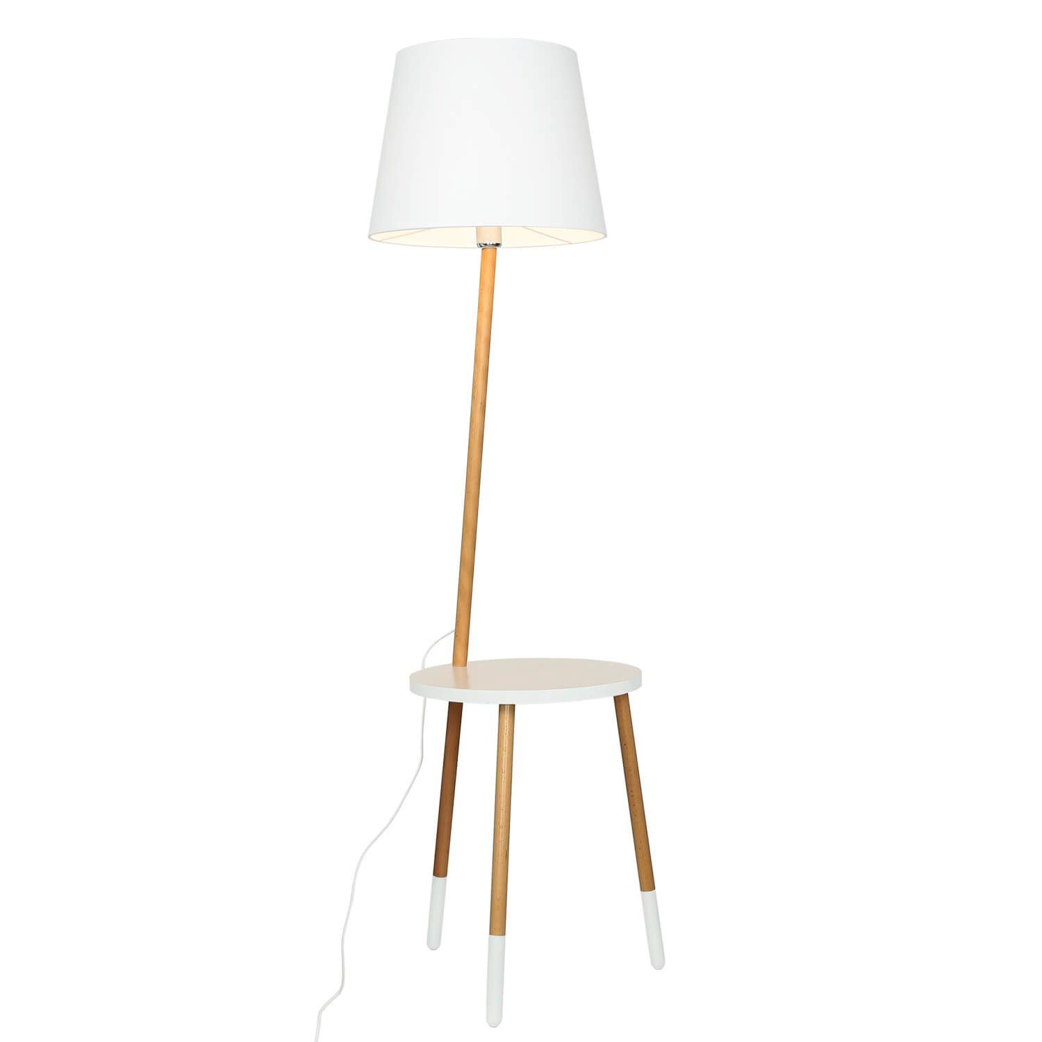 Licht-Erlebnisse Stehlampe LAMA, ohne Leuchtmittel, Stehleuchte Dreibein  Holz Weiß skandinavisch Wohnzimmer Lampe