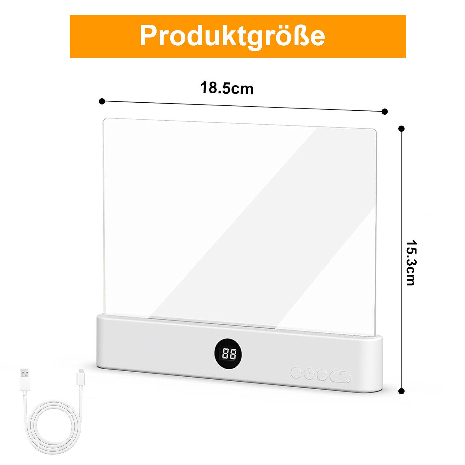 Rosnek LED Leselampe Buchlampe dimmbar mit Timer & 3 Lichtfarben, LED fest integriert, 1200 mAh, transparente Lichtplatte für Bett, Sofa, Büro & Reisen