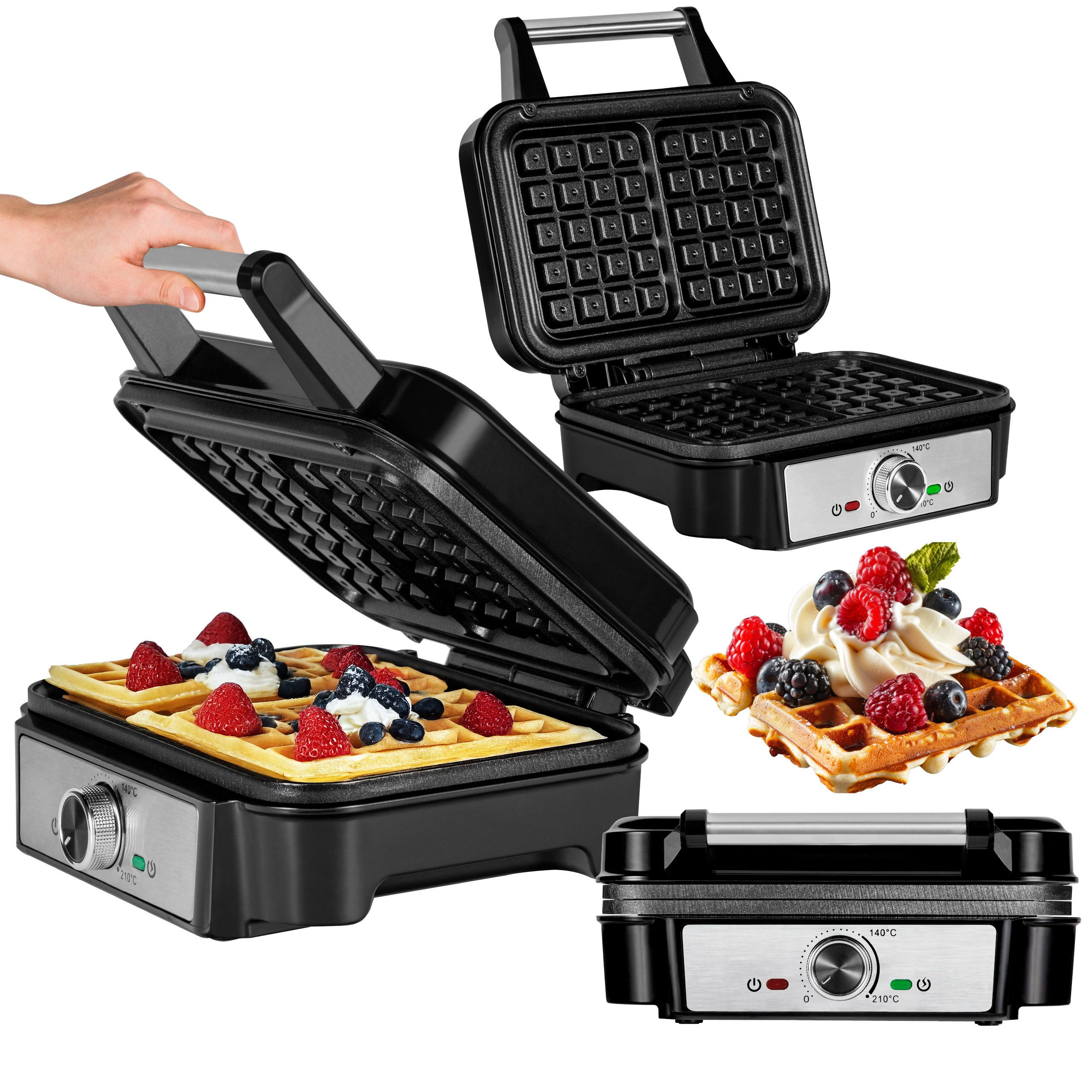 Zeegma Waffeleisen GOFREE CHEF, 1200 W, 1200W/Antihaftbeschichtung/Wärmeisoliertes Gehäuse