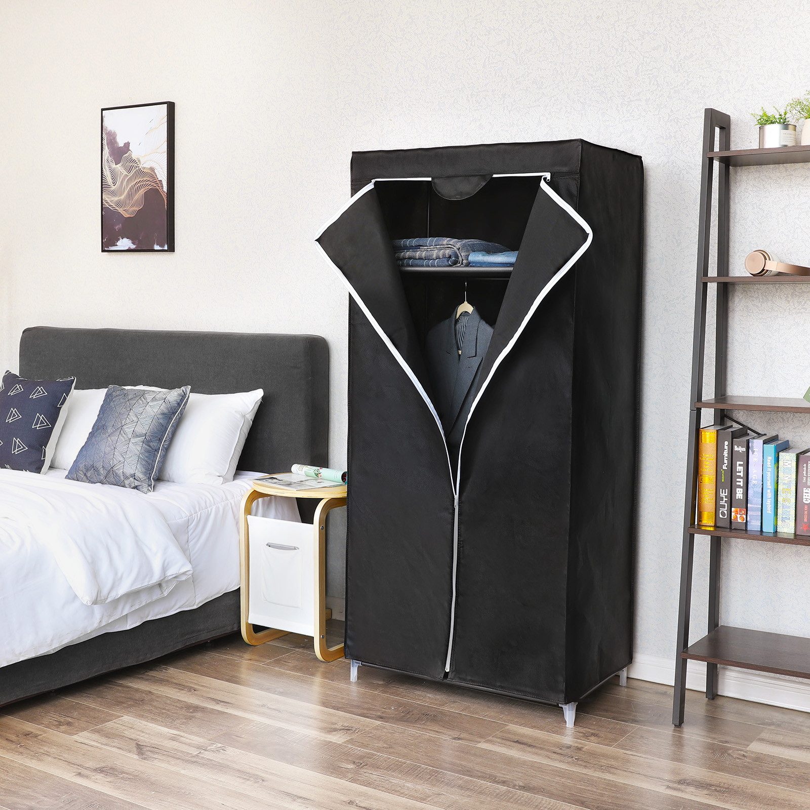 SONGMICS Kleiderschrank Stoffschrank, Faltschrank mit Kleiderstange, Kleiderständer, 75 x 45 x 160 cm – Bild 2 von 5