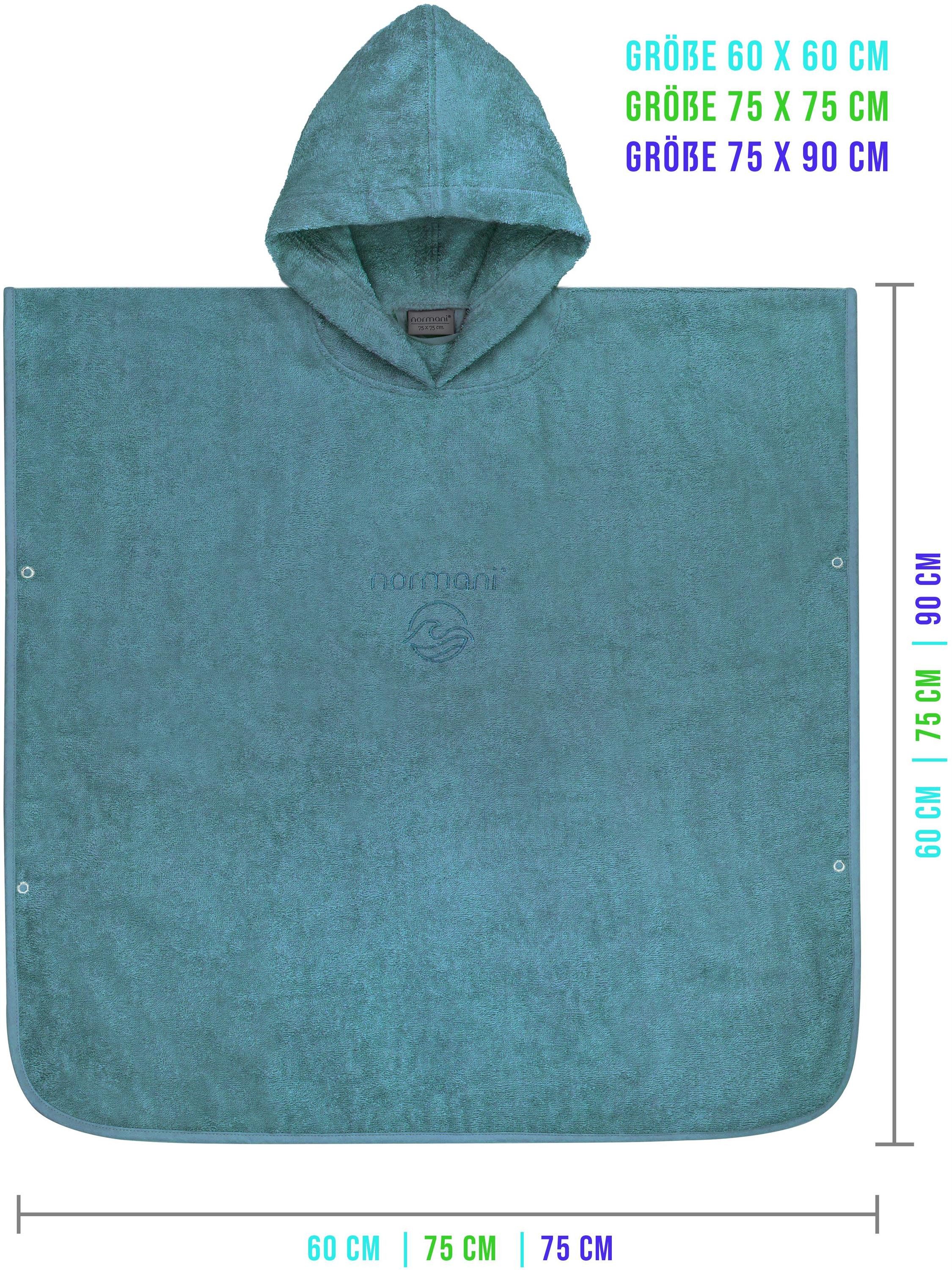 normani Badeponcho Badeponcho aus Bio-Baumwolle für Kinder, Bio-Baumwolle, Kapuze, Schlupf, Kinderbademantel mit Kapuze Strandponcho