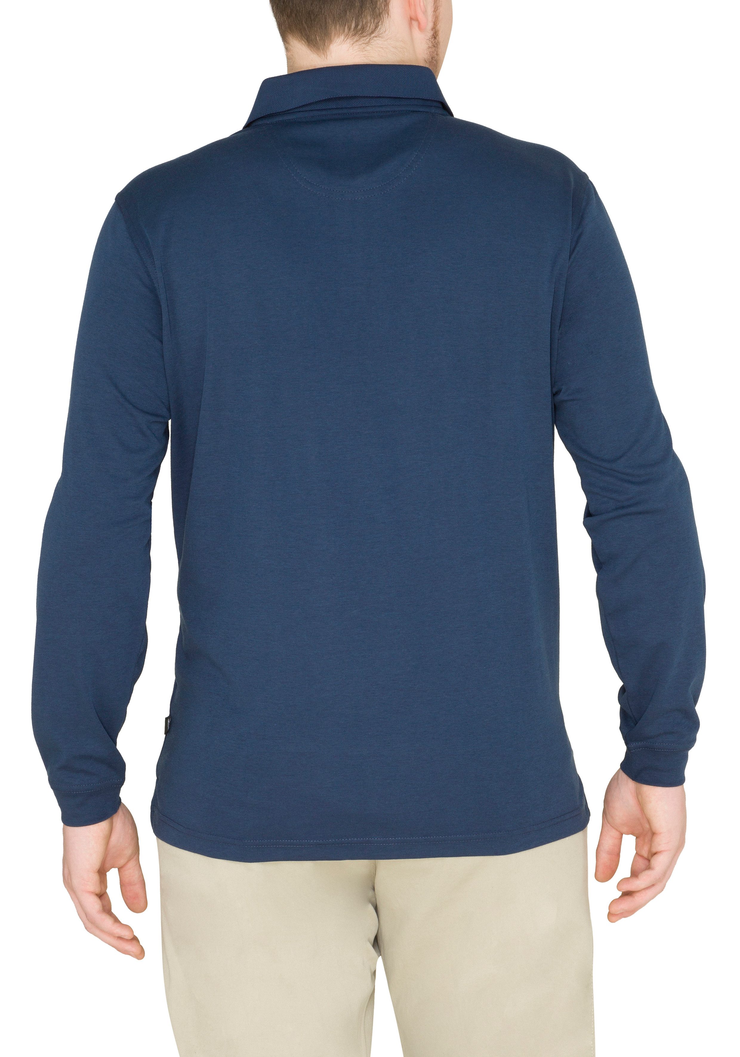 Hajo Langarm-Poloshirt Softknit-Poloshirt in Minimaldessin günstig online kaufen