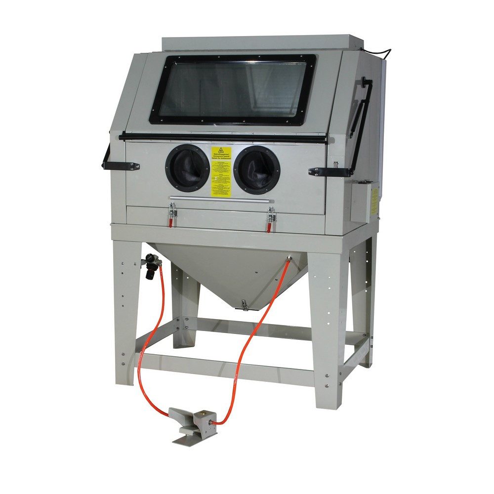 DeTec. Sandstrahler Sandstrahlkabine 990l mit Fußpedal, Absaugung und Beleuchtung, 990,00 l, max. 8 bar