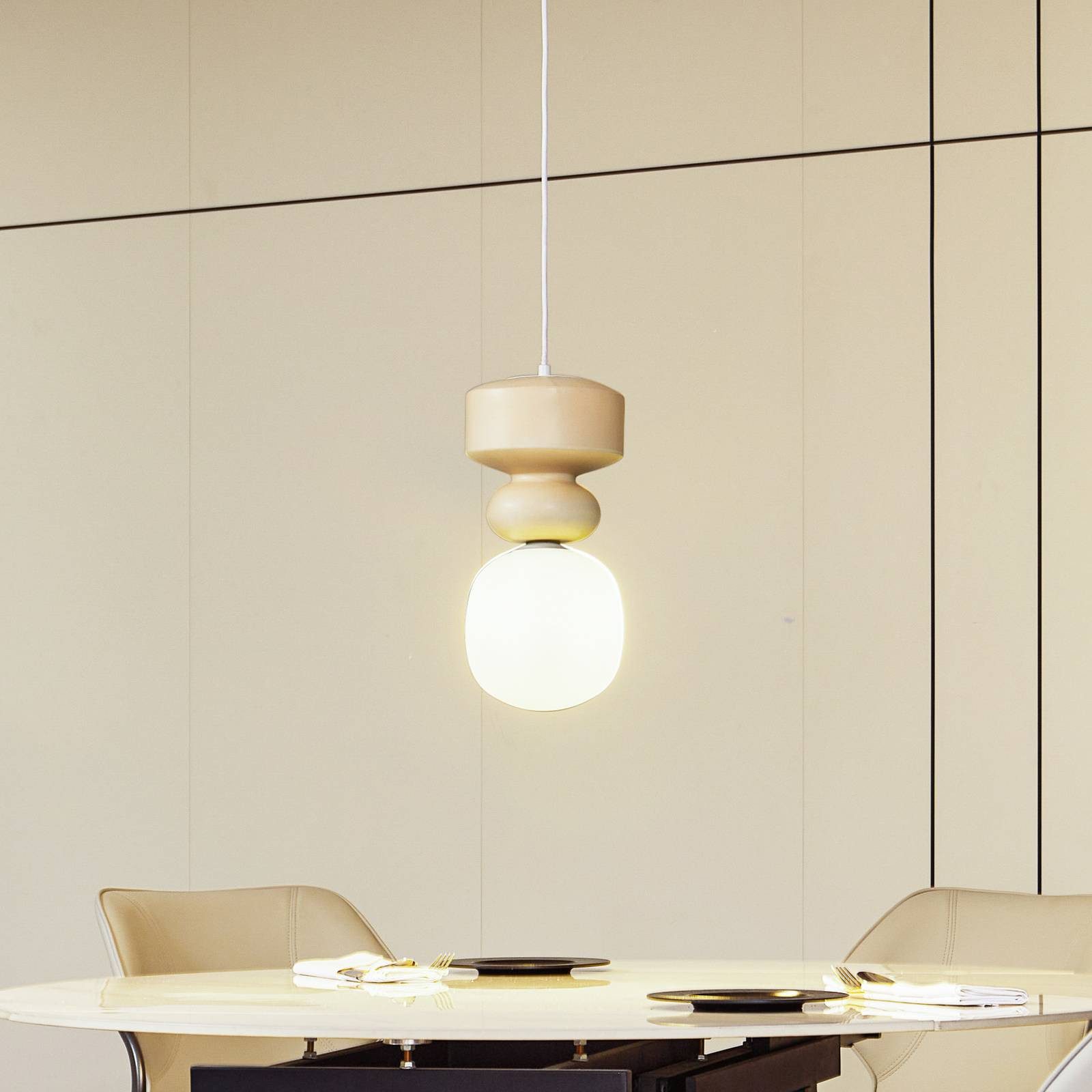 Lucande Hängeleuchte Fidelo, Keramik Weiß IP20, 1 x 10 W LED