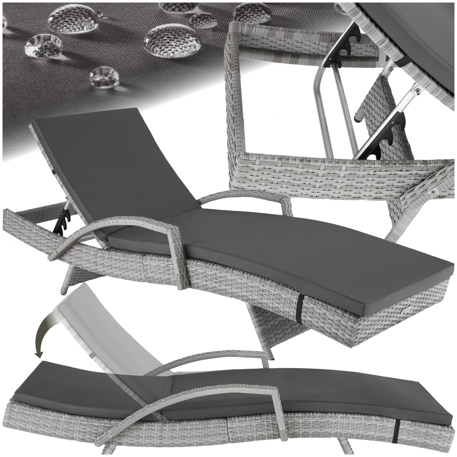 tectake Gartenliege Rattan Sonnenliege, 1 St., günstig online kaufen