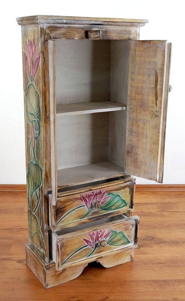 livasia Midischrank aus Bali - 45x20x98cm - Massivholz, handgefertigt günstig online kaufen