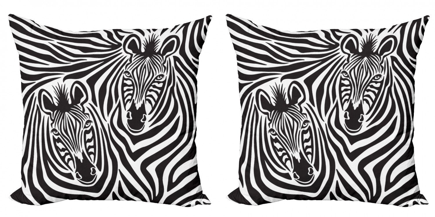 Kissenbezüge Modern Accent Doppelseitiger Digitaldruck, Abakuhaus (2 Stück), Safari Zebras Augen und Gesicht