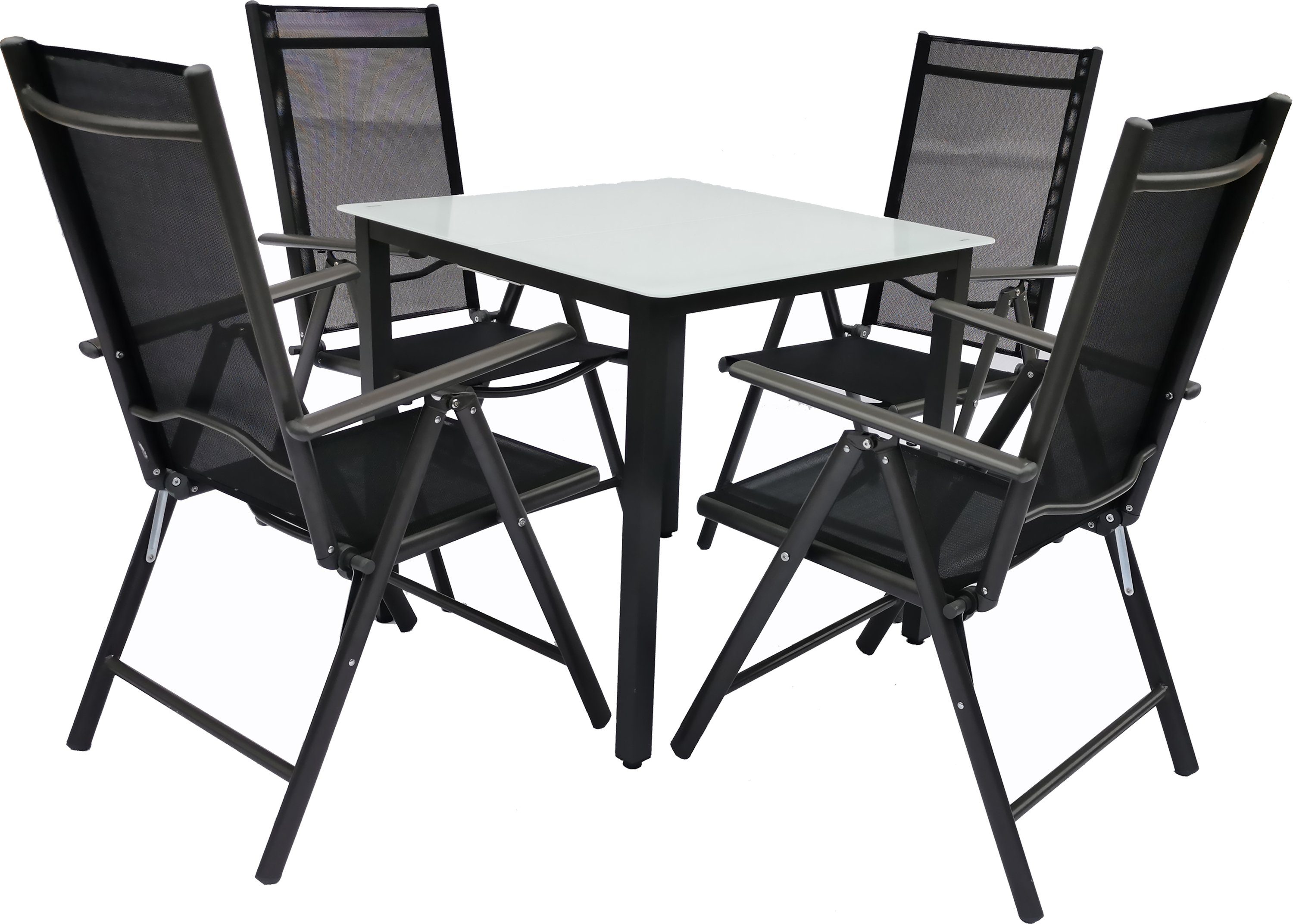 VCM Garten-Essgruppe 5 teiliges Gartenmöbel-Set Miami H. 105 x B. 80 x, (Set, 5-tlg., 1x Tisch 4x Stuhl)