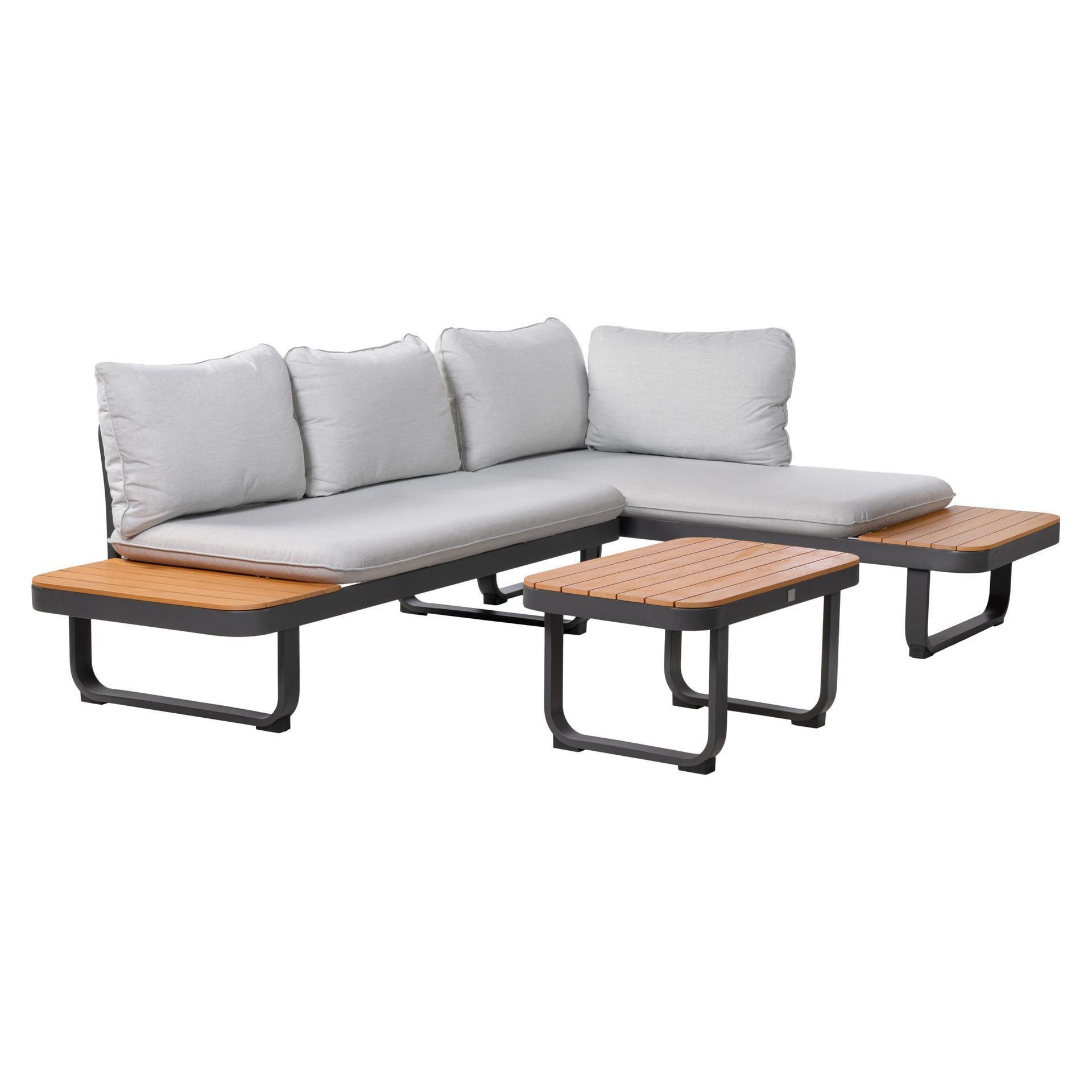 OUTLIV. Loungeset OUTLIV. Madagaskar Ecklounge inkl. Loungetisch Anthrazit/Dunkelgrau, Bezug: Polyester, Ablagen: Akazie, Rostfrei, Witterungsbeständig
