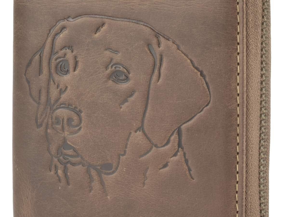 Greenburry Geldbörse Vintage, Hunde dog mit Portemonnaie, Lederbörse, Prägung Herrenbörse