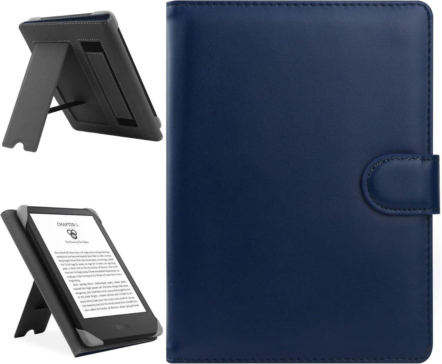 LuxusKollektion E-Reader-Hülle Kindle Paperwhite/Kobo Clara HD Leder Schutzhülle blau