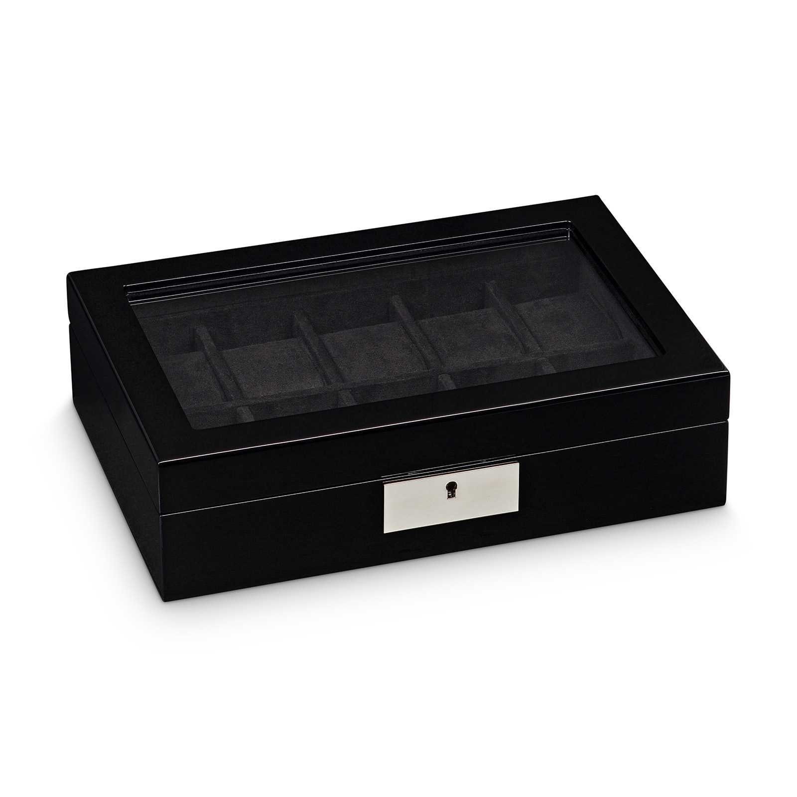 Hermann Jäckle Uhrenbox Ensingen Uhrenkasten mit hochglanz Glasfenster schwarz für Uhren 10