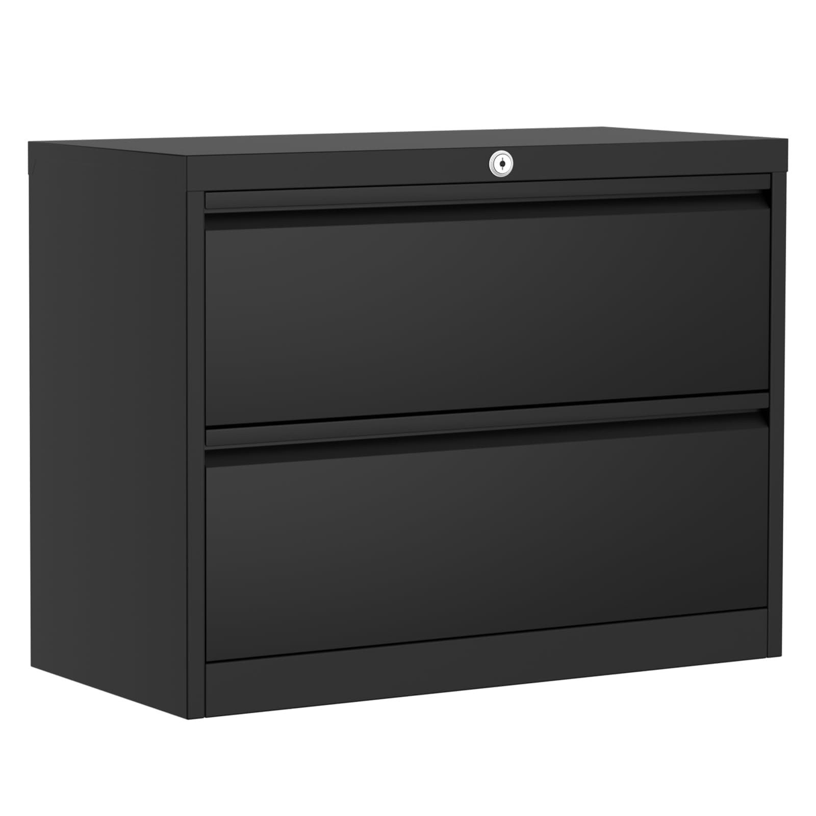 GarveeMore Aktenschrank mit 2 Schubladen und Schloss Aktenaufbewahrung 40x88x72cm