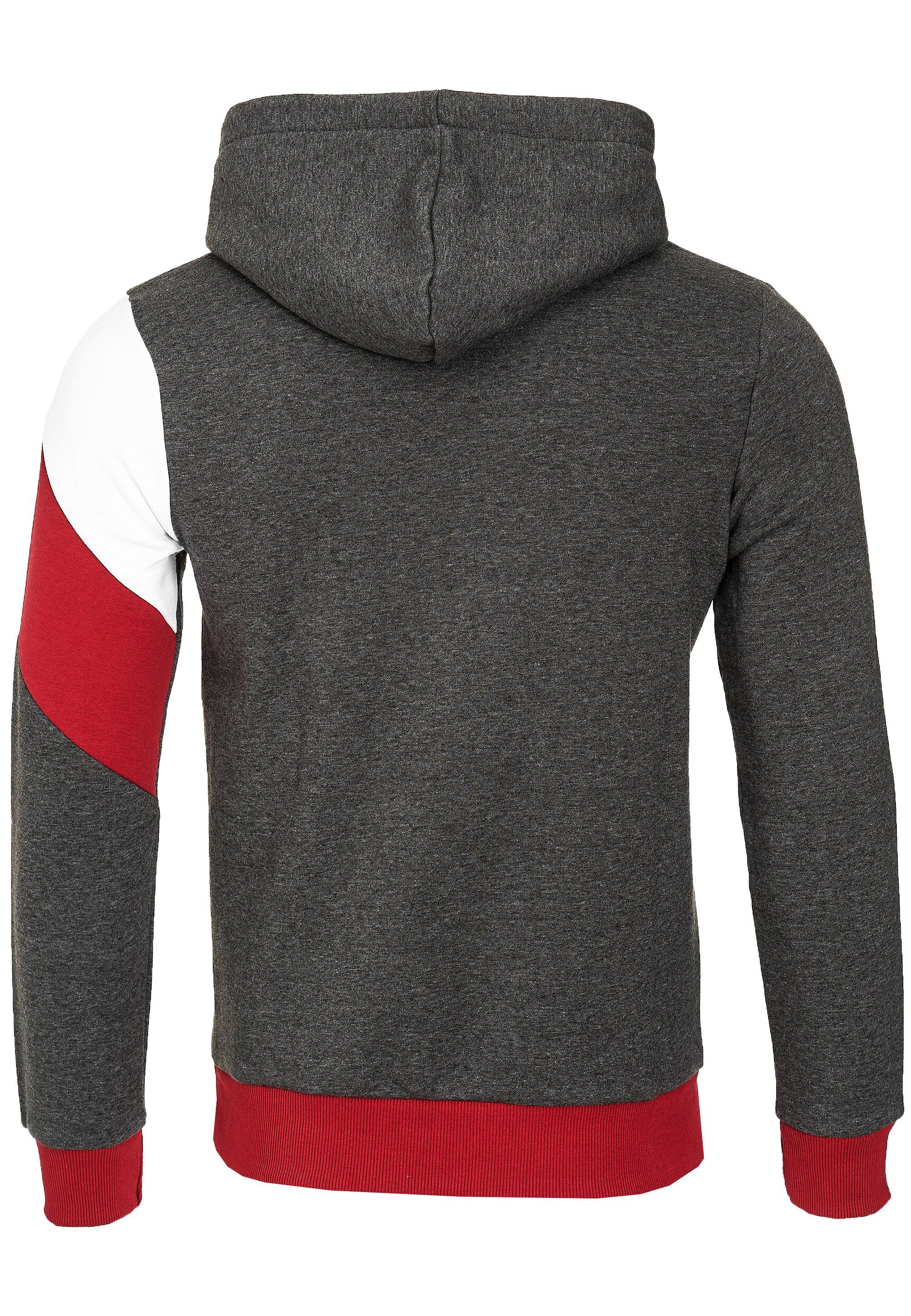 Rusty Neal Kapuzensweatshirt sportlichem anthrazit-weiß in Design