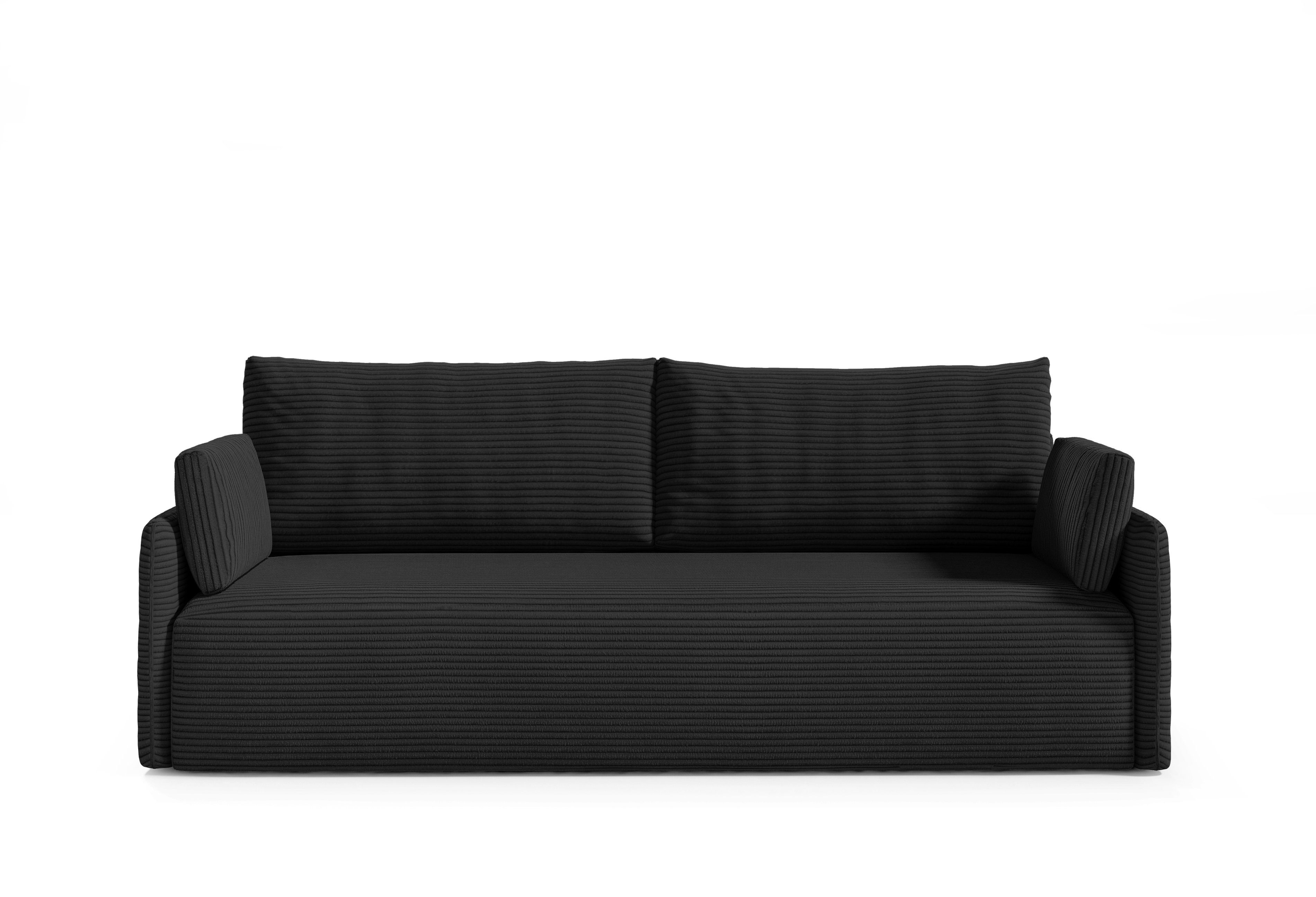 moebelfaktor Schlafsofa Ausklappfunktion 3-Sitzer POSO Schwarz 135 - Mino mit Stoff, POSO Cord