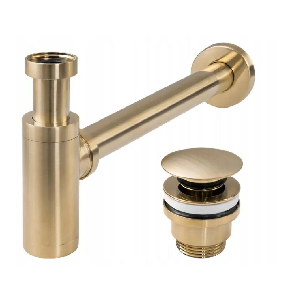 wohnwerk.idee Siphon Ablaufgarnitur Waschbecken Geruchsverschluss Gold Matt günstig online kaufen