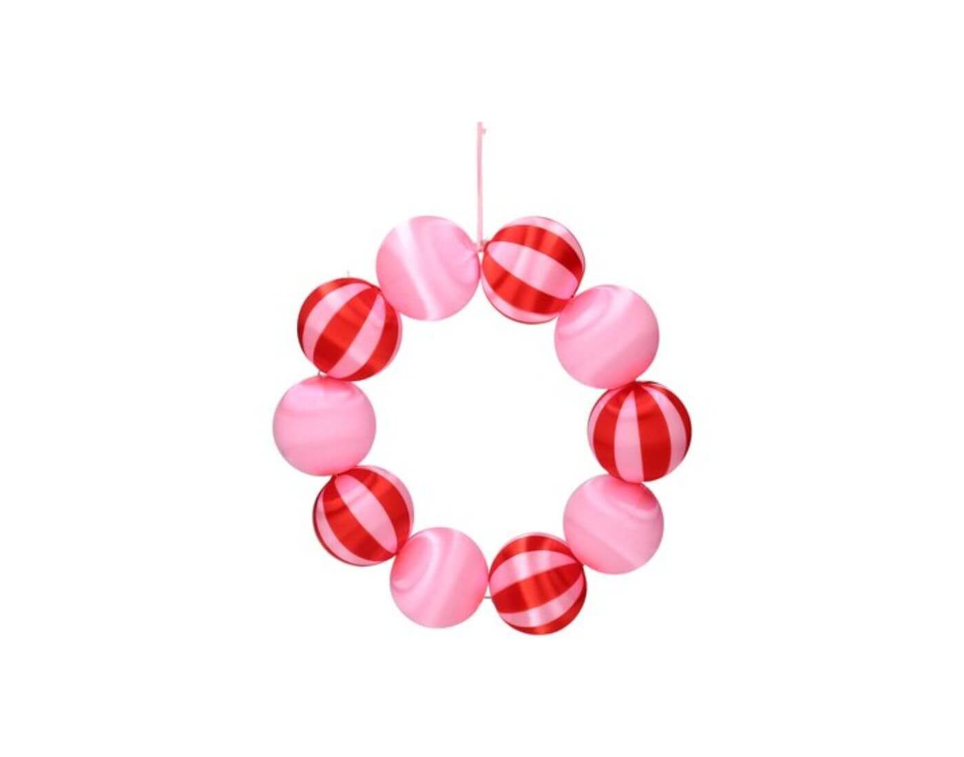 Giftcompany Dekokranz Chinois, Kugelkranz, uni/gestreift, rosa/rot