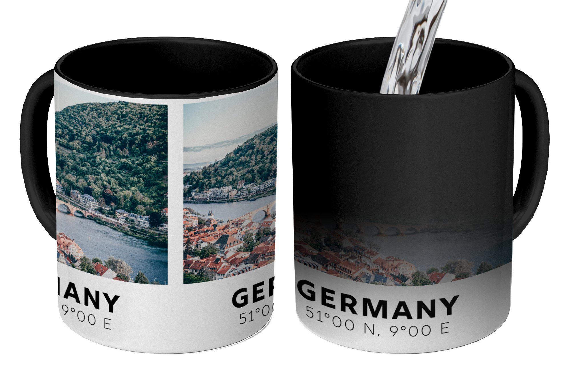- Geschenk Kaffeetassen, Deutschland Zaubertasse, - Tasse Keramik, Teetasse, Wasser, MuchoWow - Heidelberg Sommer Farbwechsel,