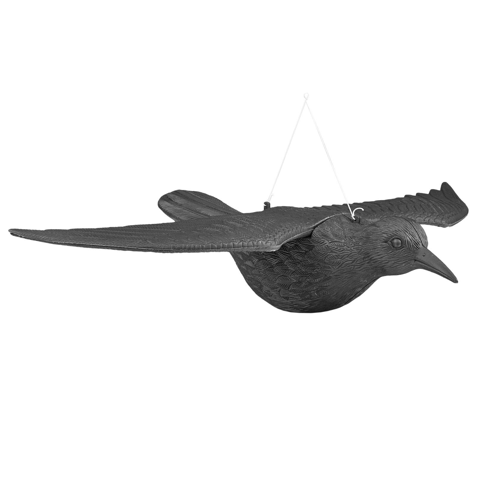 schwarz, 1 WELLGRO® Krähe Gartenfigur sitzend Krähe x x 4 Vogelschreck St) (5 x & Wellgro - Kunststoff, 5 - fliegend