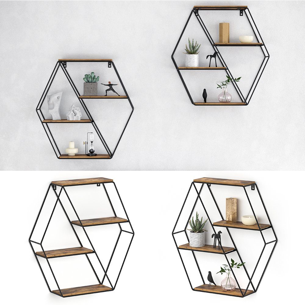 Vicco Bücherregal Fyrk, Eiche rustikal/Schwarz, 52 x 52 cm Eckform günstig online kaufen