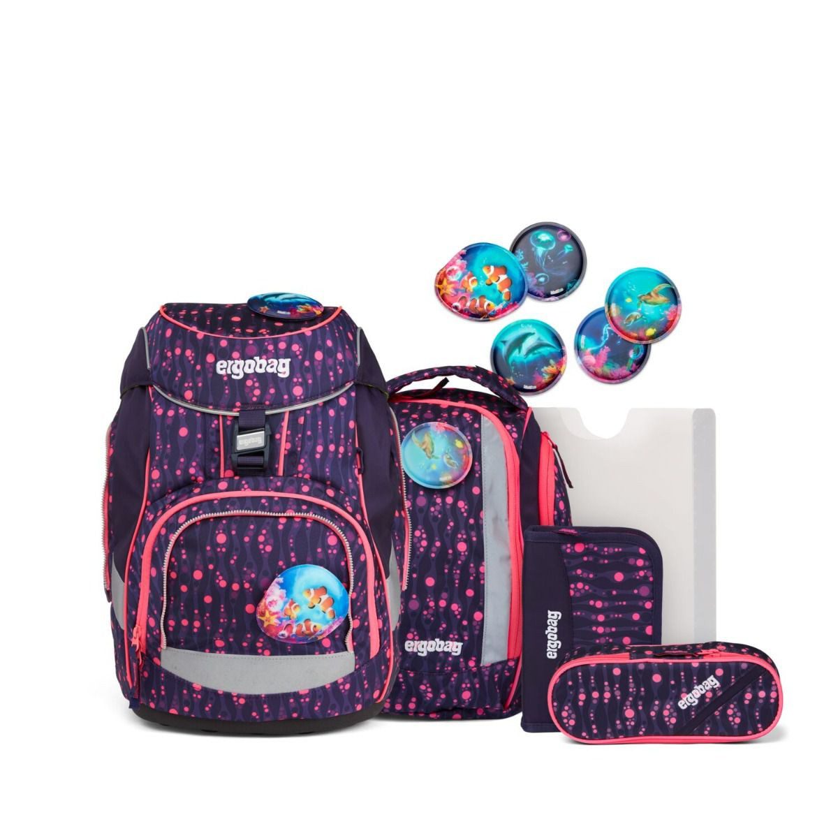 ergobag Schulrucksack Pack (6tlg., Schulrucksack, Sportrucksack, Federmäppchen, Schlamperrolle, Heftebox)