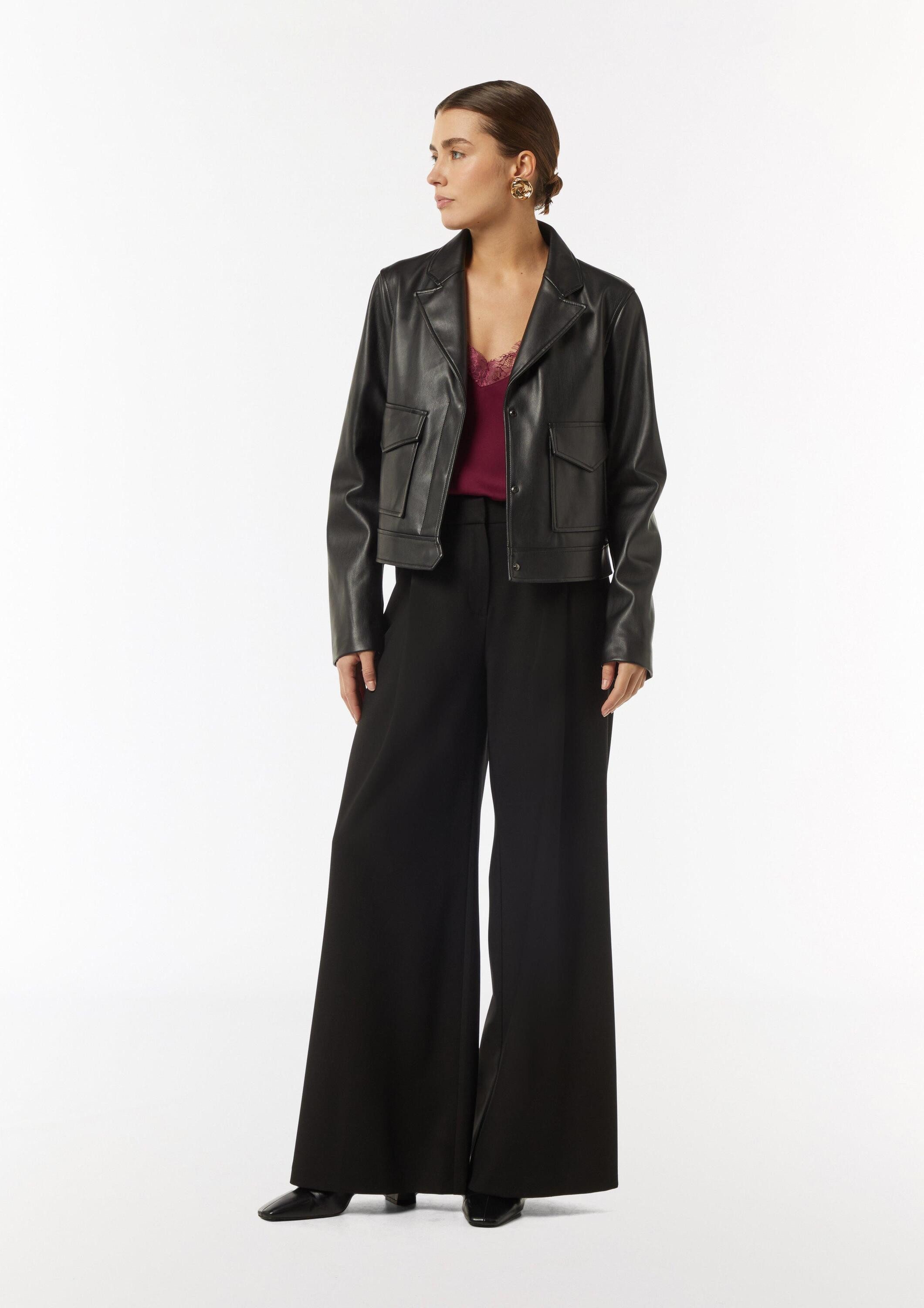 comma Blusentop Bluse Satin-Top mit Spitze und verstellbaren Trägern