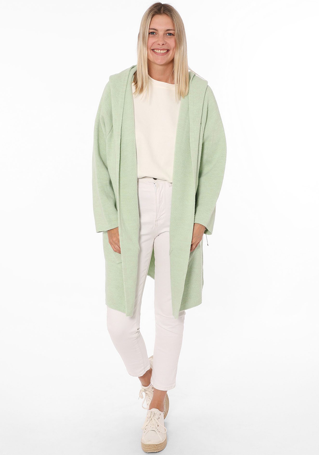 Zwillingsherz Strickjacke Langarm, bequem, Taschen, One Size, ohne Verschluss, Kapuze