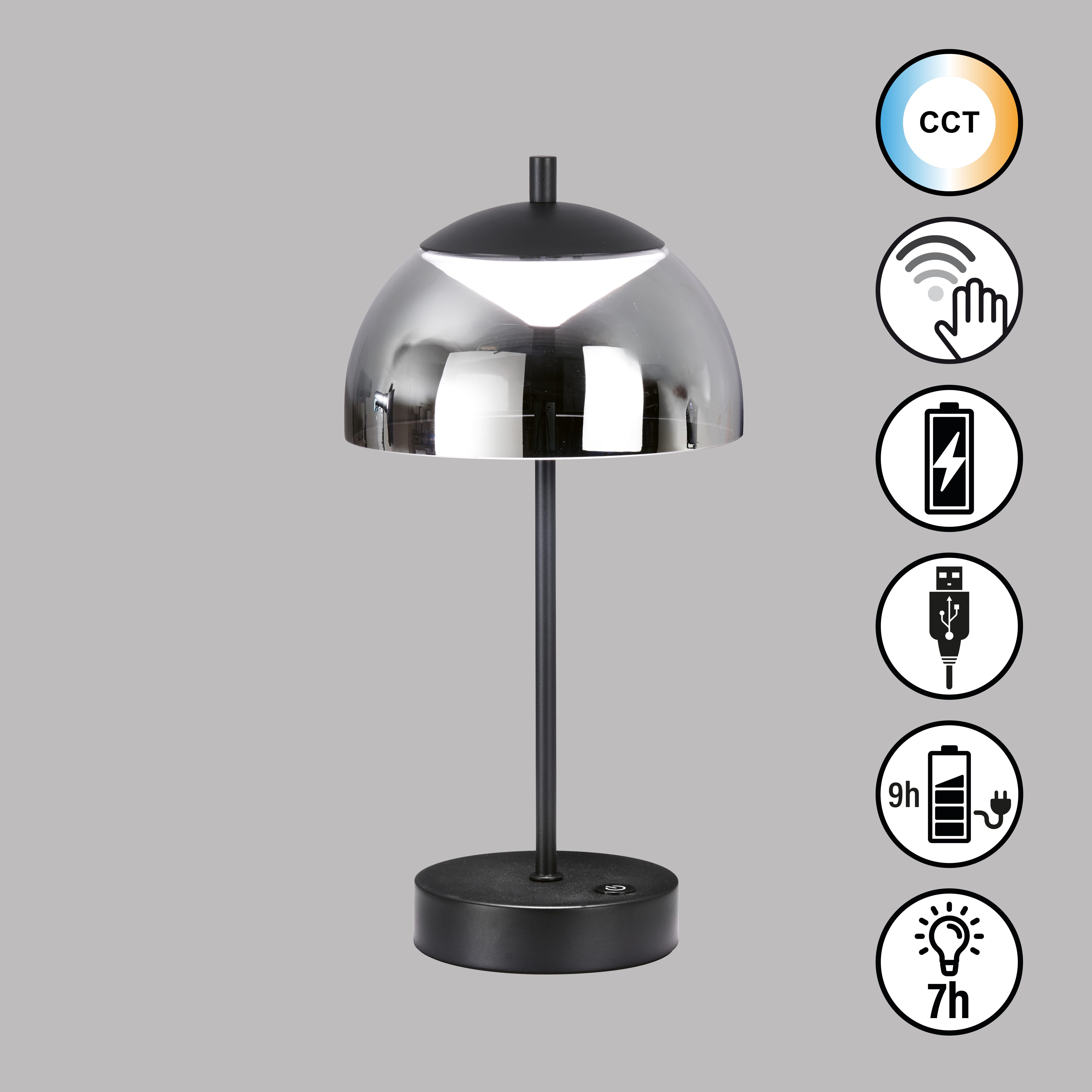 LED-Akku-Tischlampe Riva nickel/opal Höhe 34,5cm günstig online kaufen