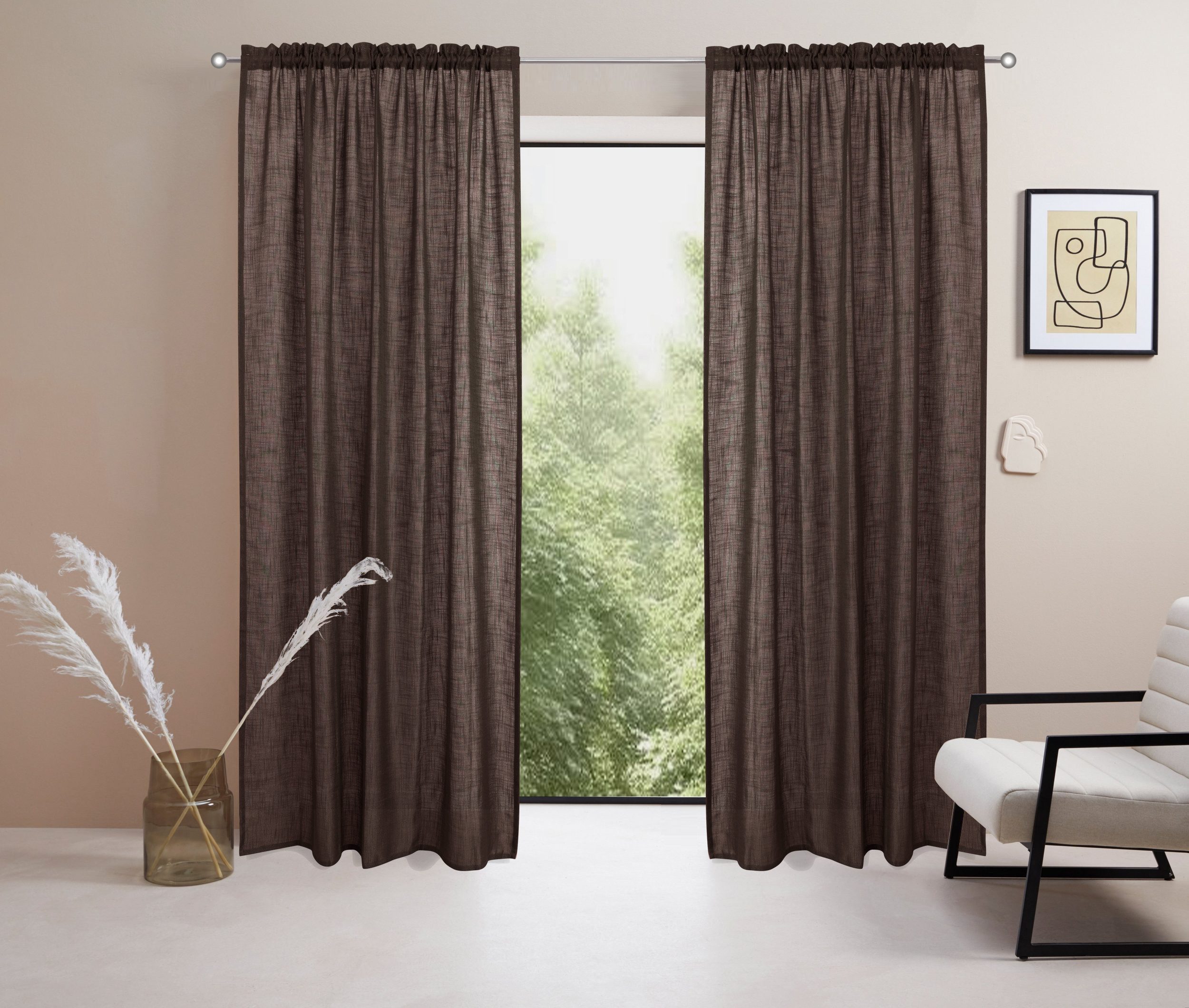 LeGer Home by Lena Gercke Gardine Marusha (1 St), Stangendurchzug, halbtransparent, 1 Schal, Leinenoptik, grob gewebt, verschiedene Größen