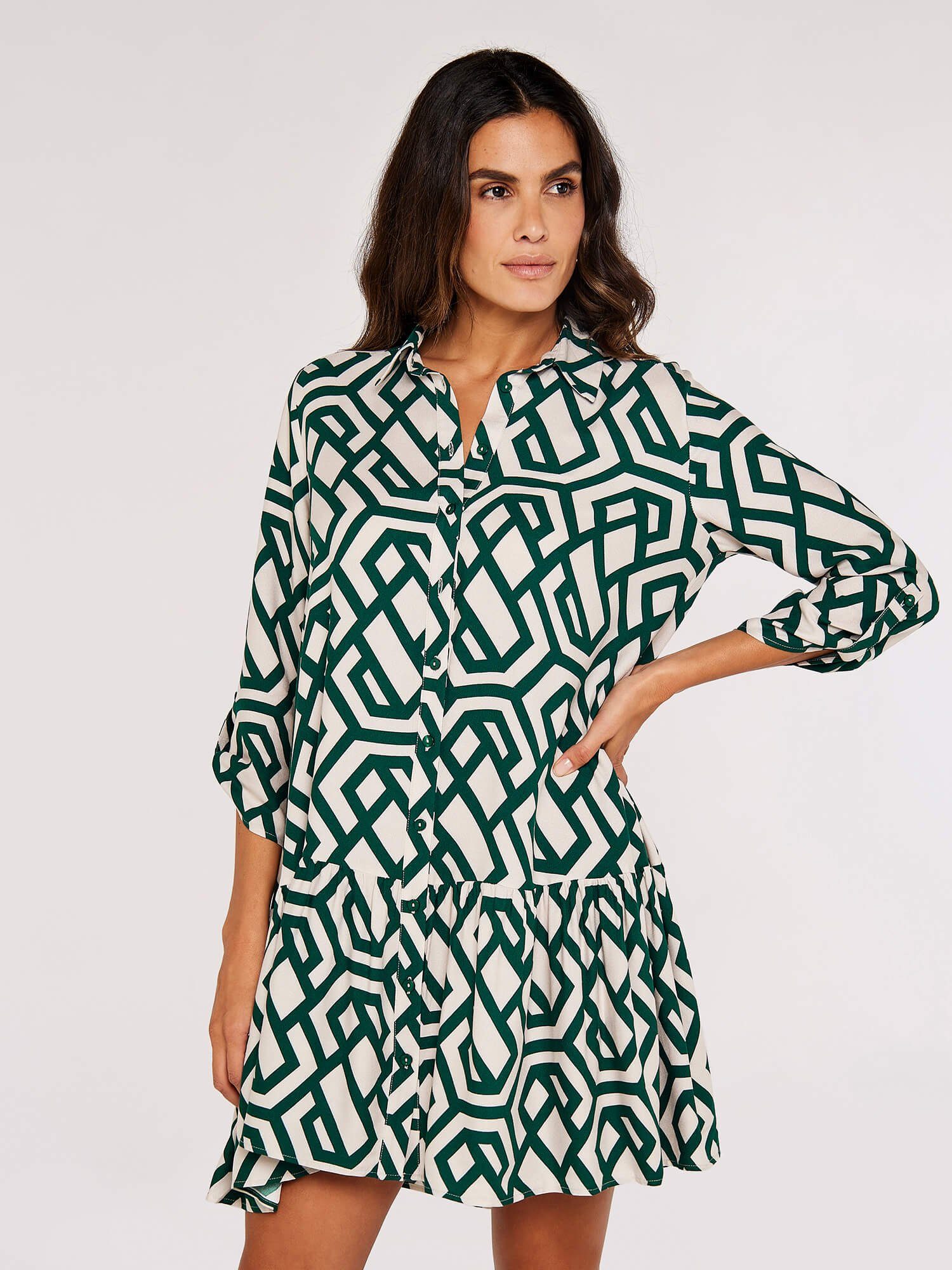 Minikleid Geo Print Tiered Shirt Dress