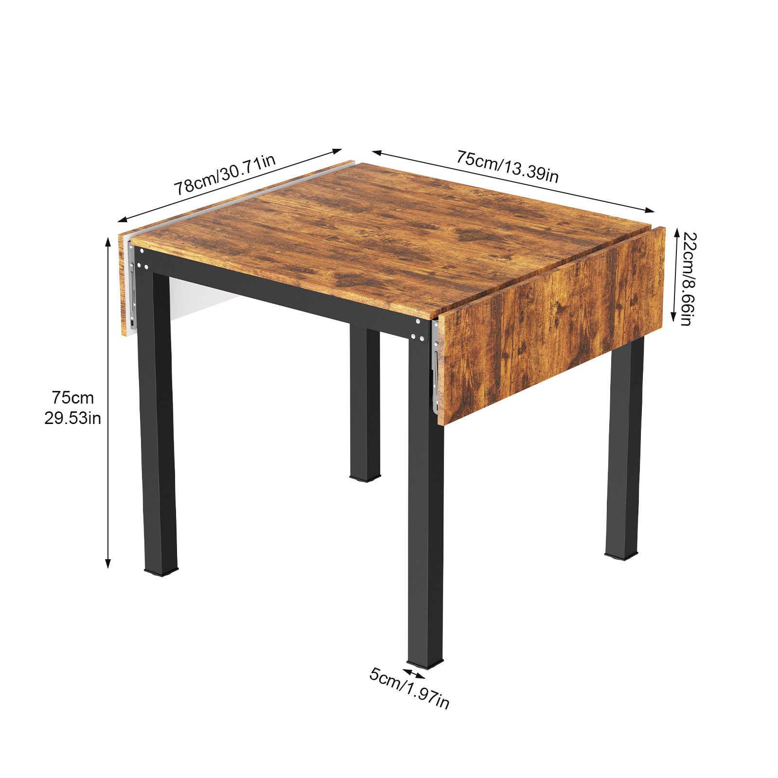 JEOBEST Esstisch Klappbarer Esstisch 120x 78cm, Küchentisch für 2-4 Personen, (1 Tisch) Für kleine Räume, Esszimmer, Küche, Höhe 75 cm – Bild 5 von 5