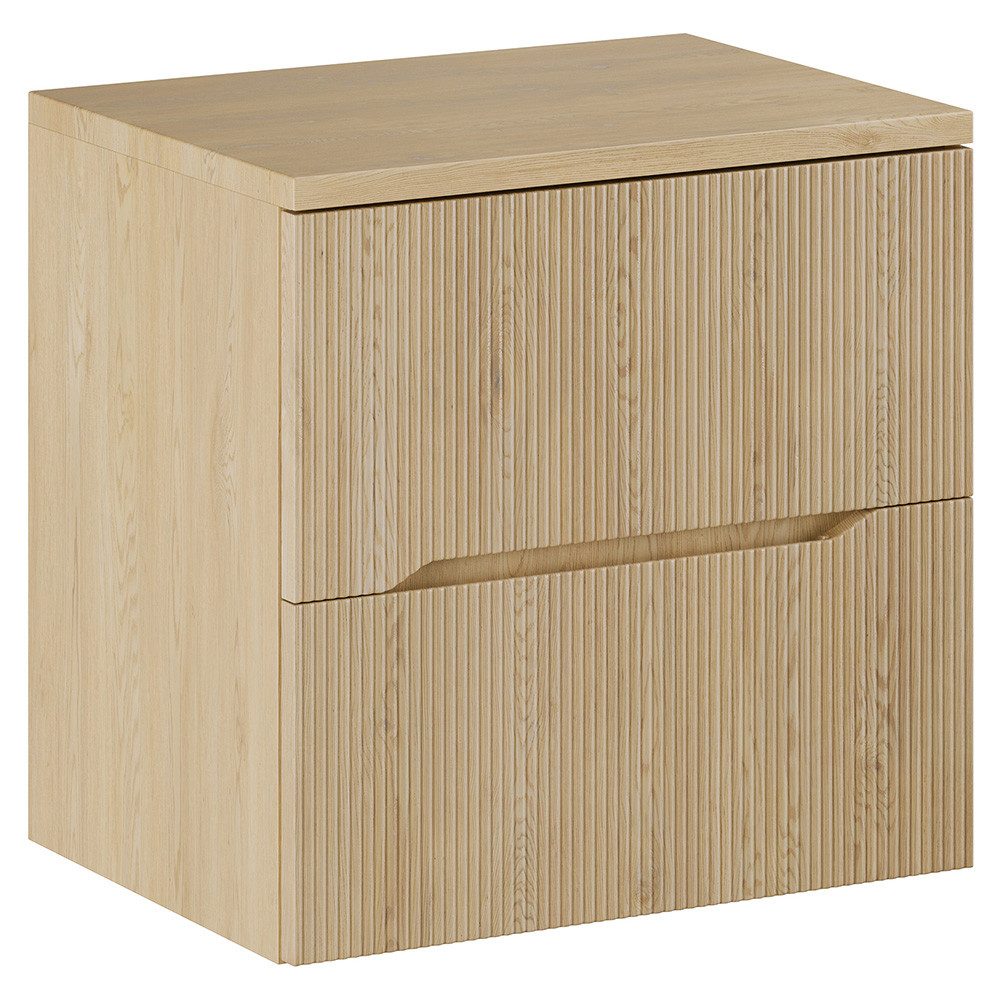 Lomadox Waschbeckenschrank NARPIO-56 60cm breit in Eiche mit gerillten Fron günstig online kaufen