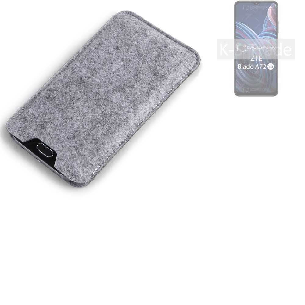 K-S-Trade Handyhülle für ZTE Blade A72 5G, Filz Handyhülle Schutzhülle Filztasche Filz Tasche Case Sleeve