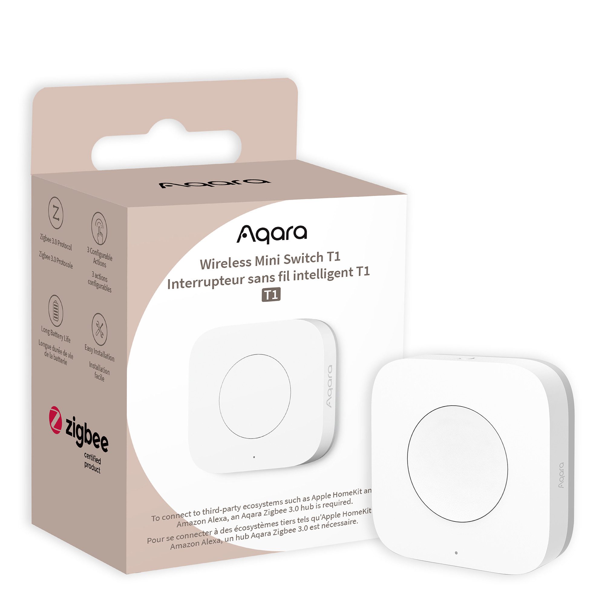 Aqara Schalter Wireless Mini Switch T1, Mini-Funkschalter, Benötigt Aqara Hub (1-St)