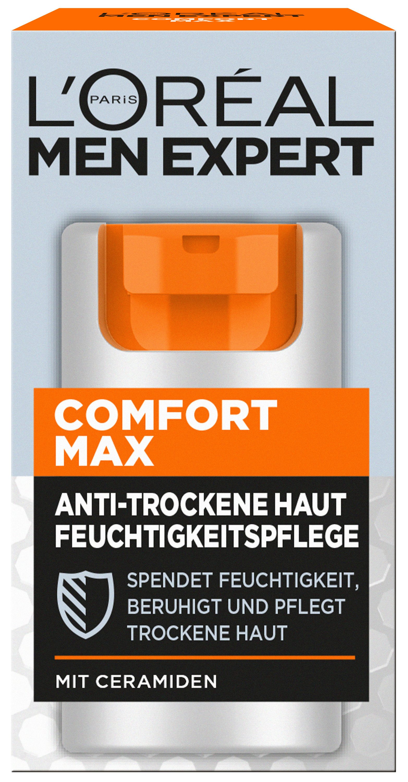 L'ORÉAL PARIS MEN EXPERT Gesichtsgel Comfort Max Feuchtigkeitspflege, für trockene Haut, feuchtigkeitsspendend, nicht klebend