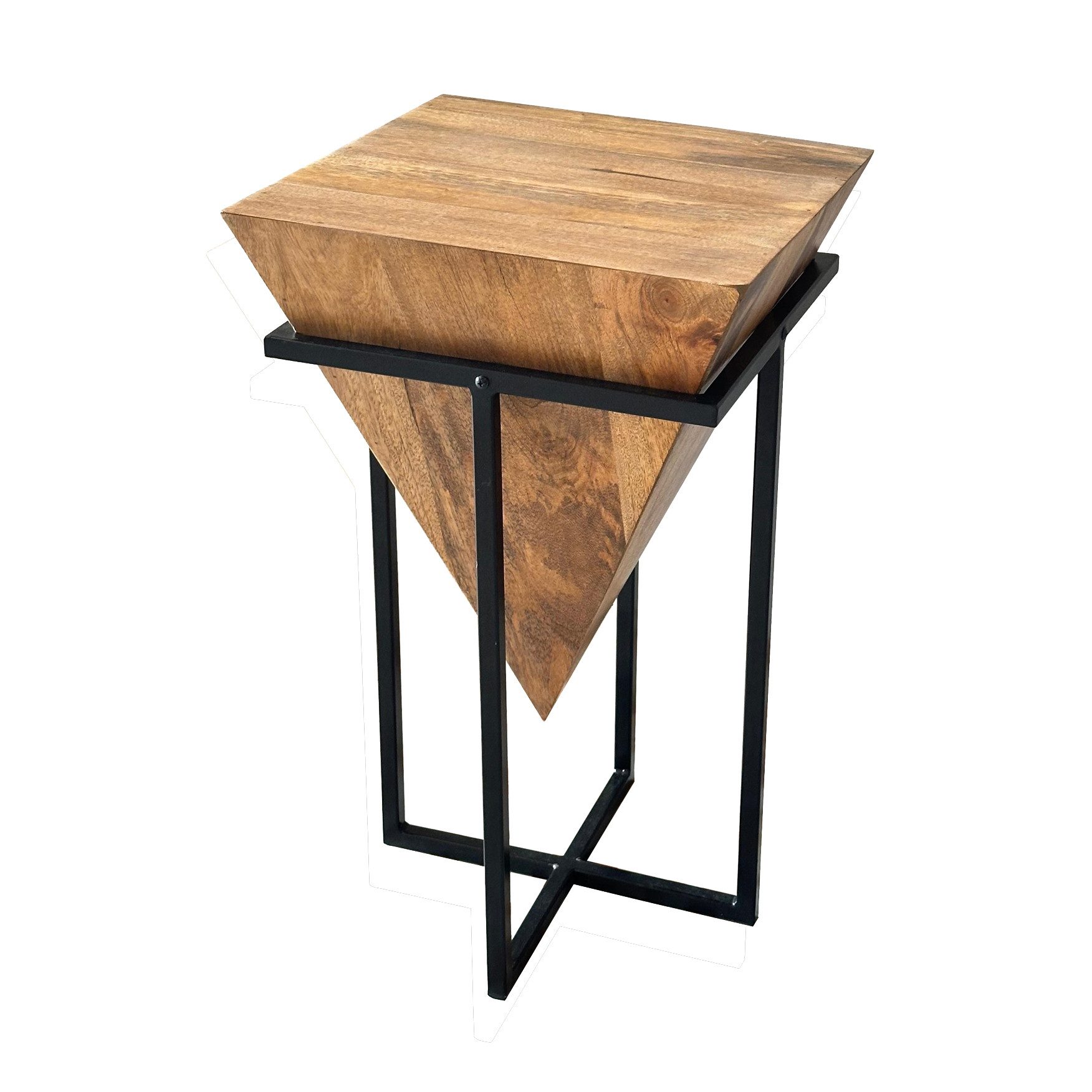 More2Home Beistelltisch DREIECK, Mangoholz, Metall schwarz