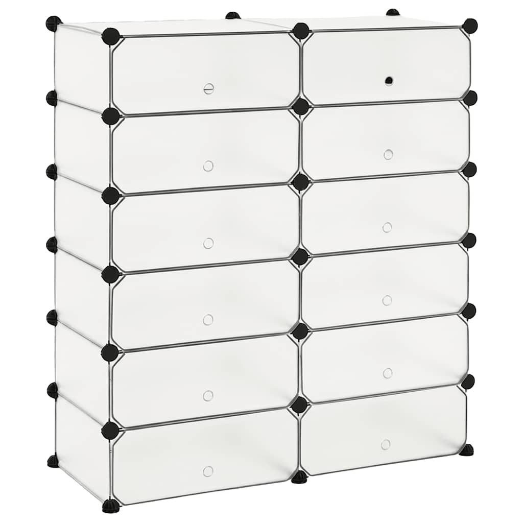 vidaXL Schuhregal Schuh-Organizer Zusammenklappbar mit 12 Fächern Weiß