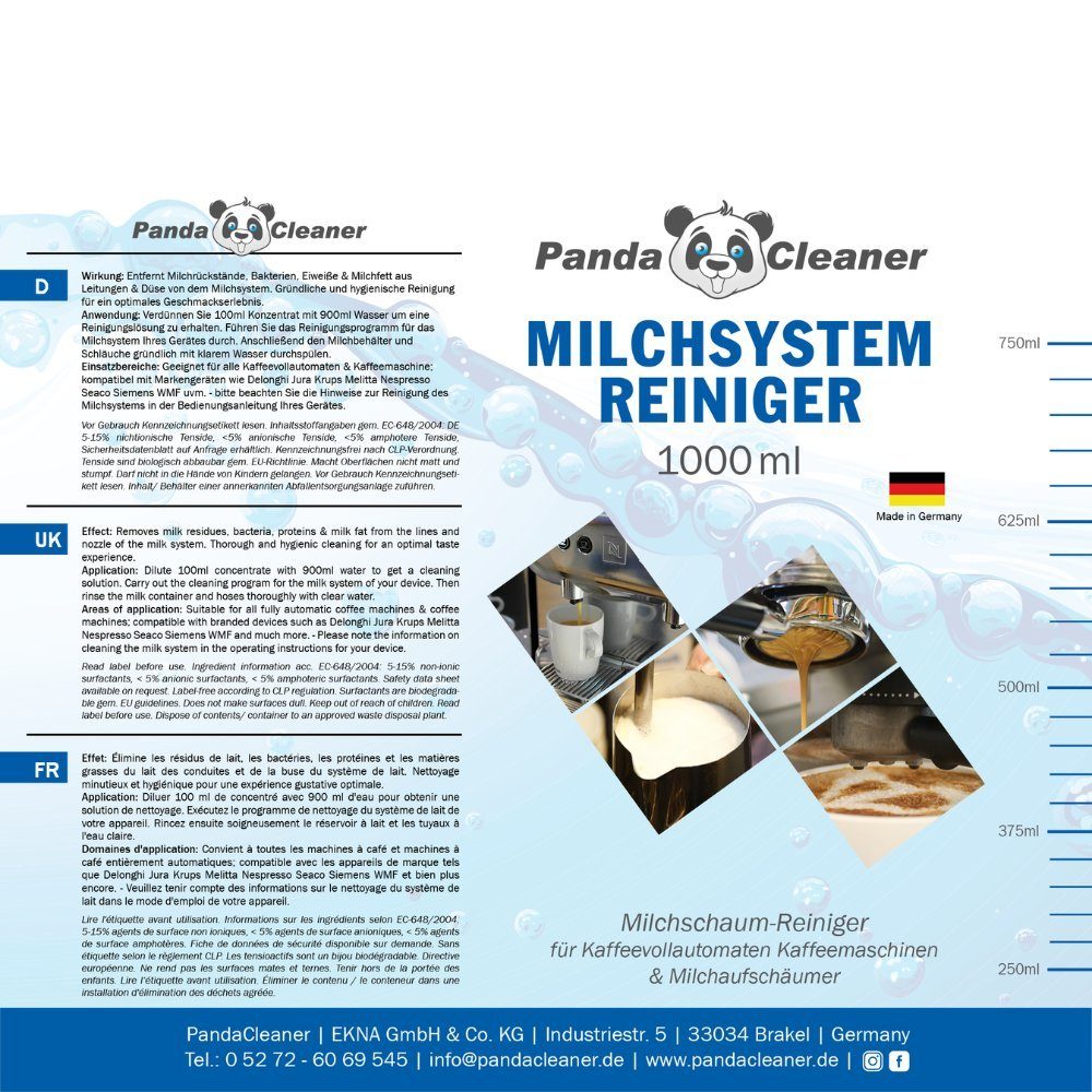 PandaCleaner Milchkreislauf-Reiniger - Kaffeevollautomaten Reiniger Milchsystem-Reiniger (1-St. 1l)