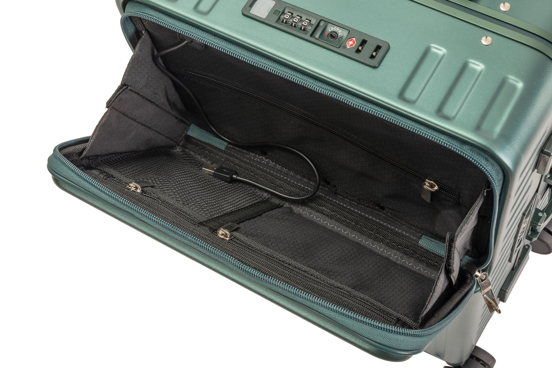 Travelhouse Hartschalen-Trolley Roma, 4 Rollen, mit USB und Getränkehalter Aluminium-Rahmen & Polycarbonat Hartschale – Bild 5 von 5