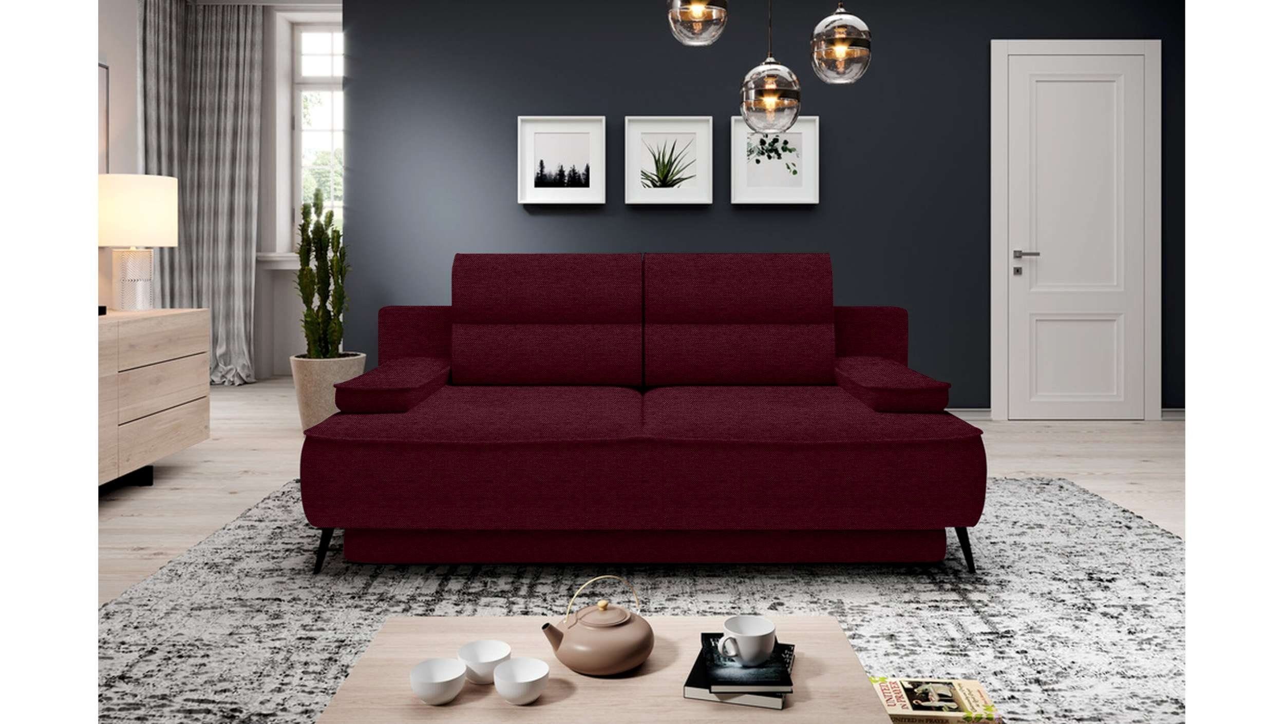 Stylefy 3-Sitzer Velling, frei Bettkasten, inklusive 2-Sitzer, Modern und stellbar, Design Raum Sofa, im mit Bettfunktion Kissen