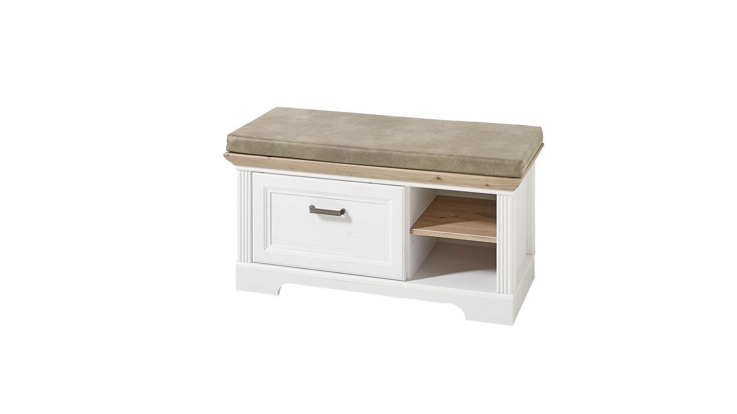 Innostyle Sitzbank Bank Jasmin Schuhschrank mit Kissen Pinie hell und Artisan Eiche 93x49