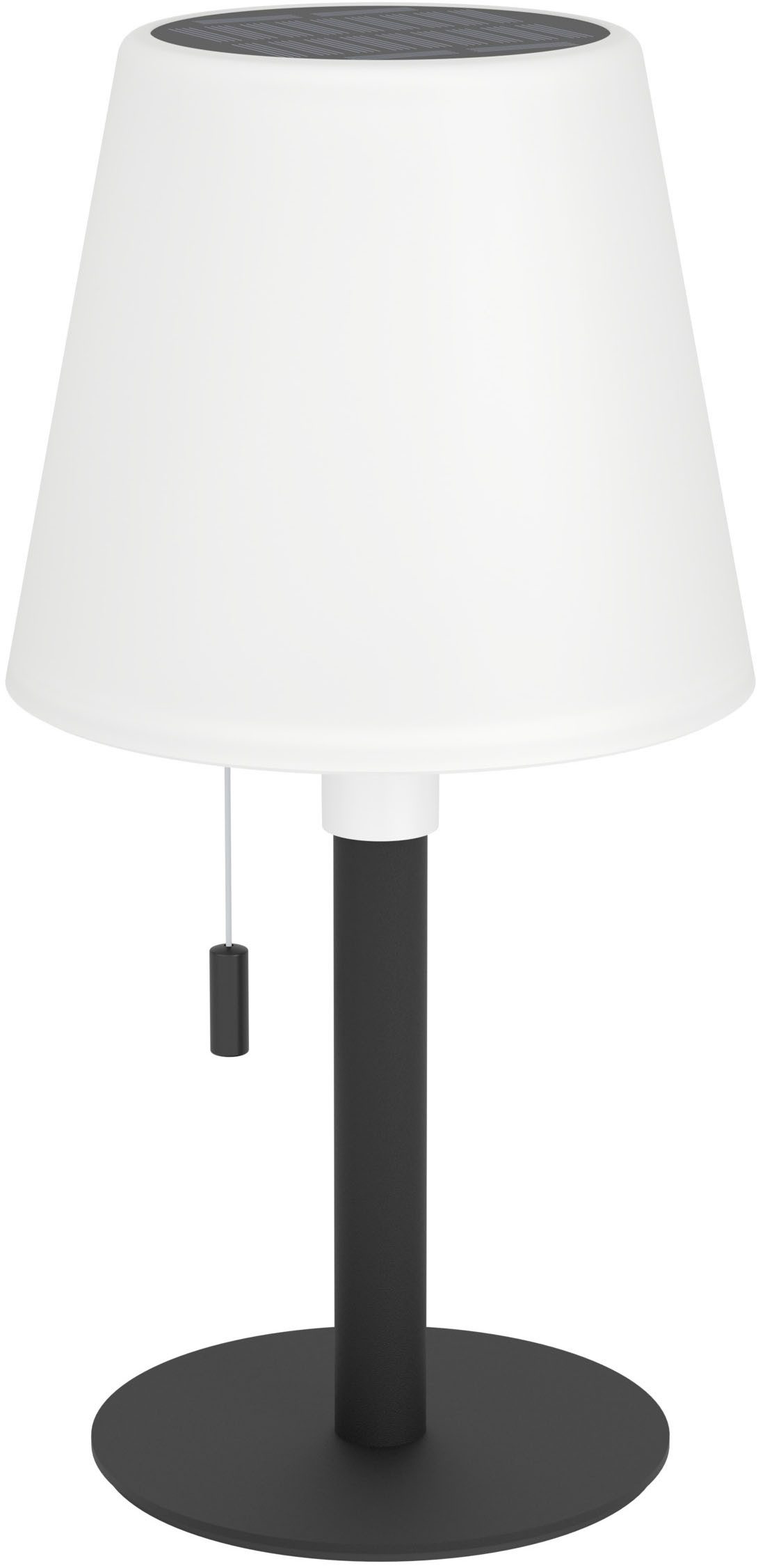 EGLO Tischleuchte MONTAPALMA Tischlampe - Stahl - SOLAR-LED - 2,2W - IP54, Dimmfunktion, Ein-/Ausschalter, Farbwechsel, RGB, USB-Anschluss mit Ladefunktion, mehrere Helligkeitsstufen, LED fest integriert, RGB, Warmweiß, Akku Tischleuchte, Außentischleuchte, Gartenlampe, H30 x Ø15 cm