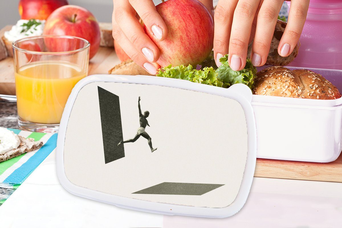 für Lunchbox - Kinder für Brotbox Jahrgang weiß Erwachsene, und Jungs Brotdose, MuchoWow - Design, und Mann Mädchen Kunststoff, (2-tlg),