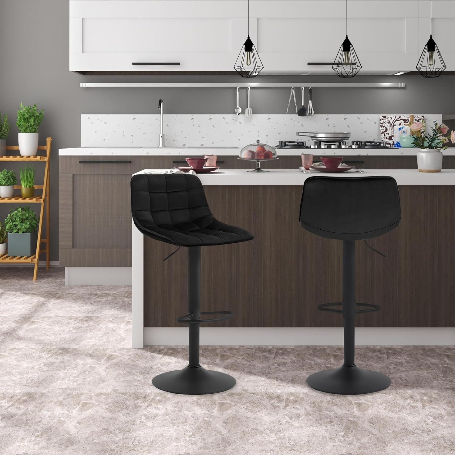 Woltu Barhocker (1 St), höhenverstellbar & 360° drehbar, Samt und Metall günstig online kaufen