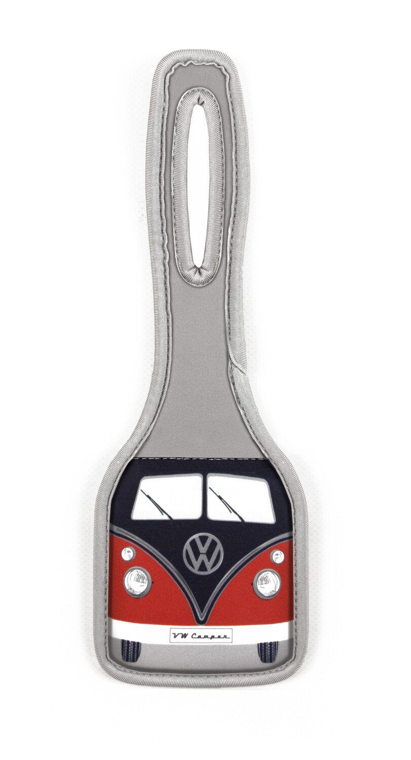 VW Collection by BRISA Gepäckanhänger Kofferanhänger Volkswagen Bulli Adressanhänger Design für Bus VW Robuster Rot/Schwarz im T1 Reisen